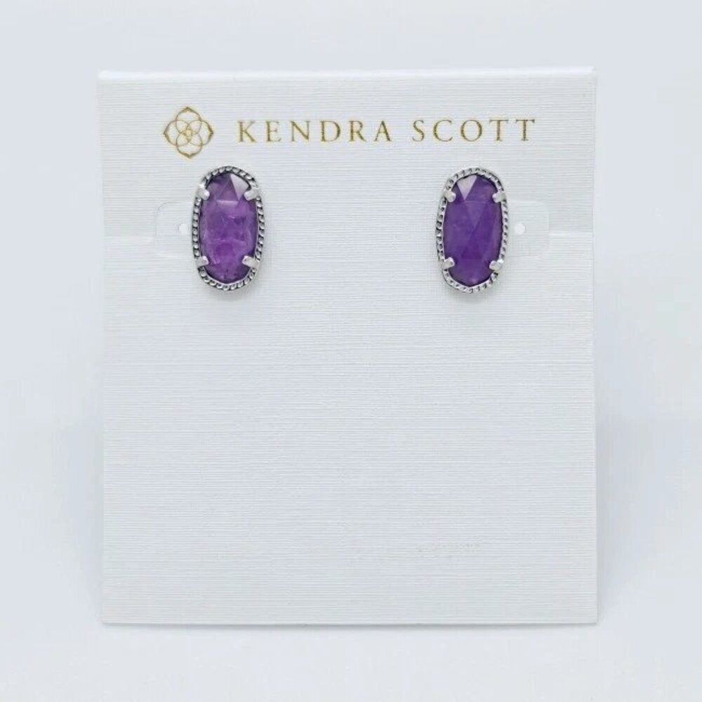 Kendra Scott Ellie Silver Stud Earrings In Amethyst